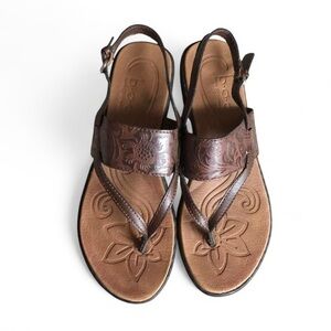 BORN Concepts Brown Floral Embossed Flat Summer Sandals 8 M